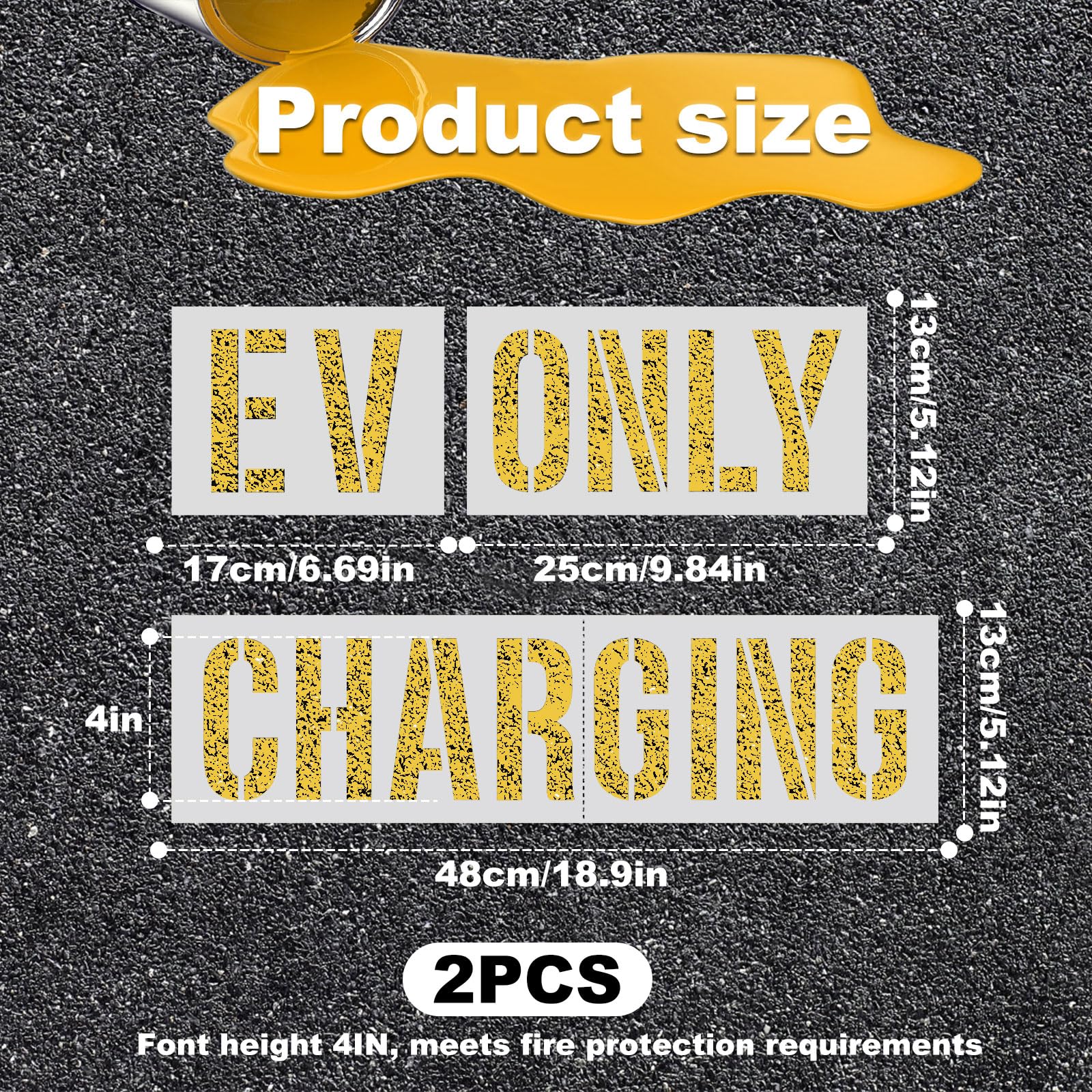 6pcs EV CHARGING ONLY Pavement Stencil - Image 2
