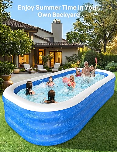 Miniatura 7 de EVAJOY - Piscina inflable para niños y adultos, piscinas grandes de 119 x 72 x 20 pulgadas, duradera y gruesa sobre el suelo, piscina familiar