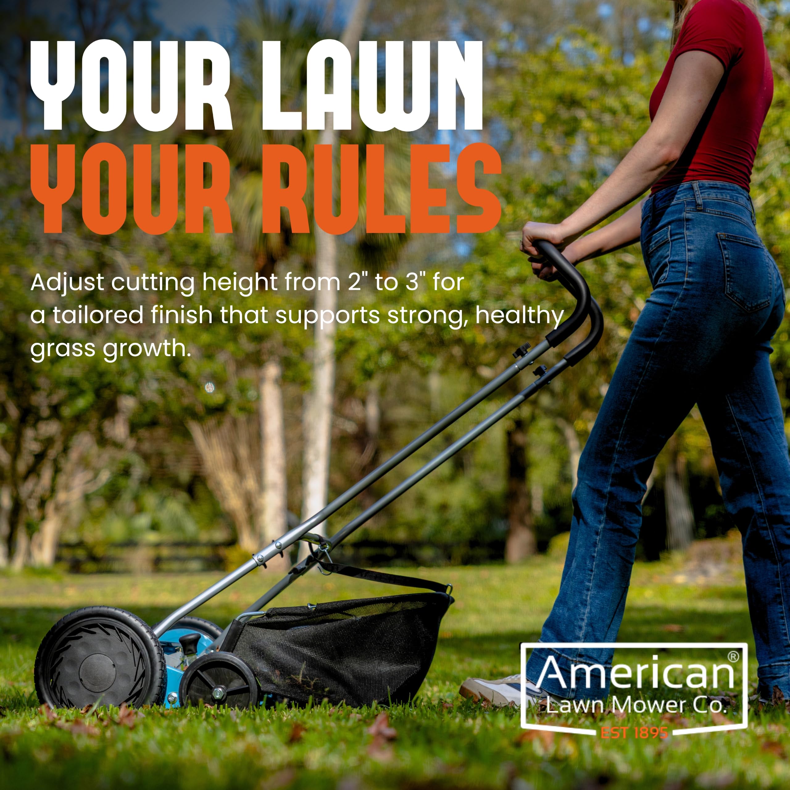 American Lawn Mower Company Cortacésped de Carrete de 5 Cuchillas de 50.8 cm con recogedor de césped
