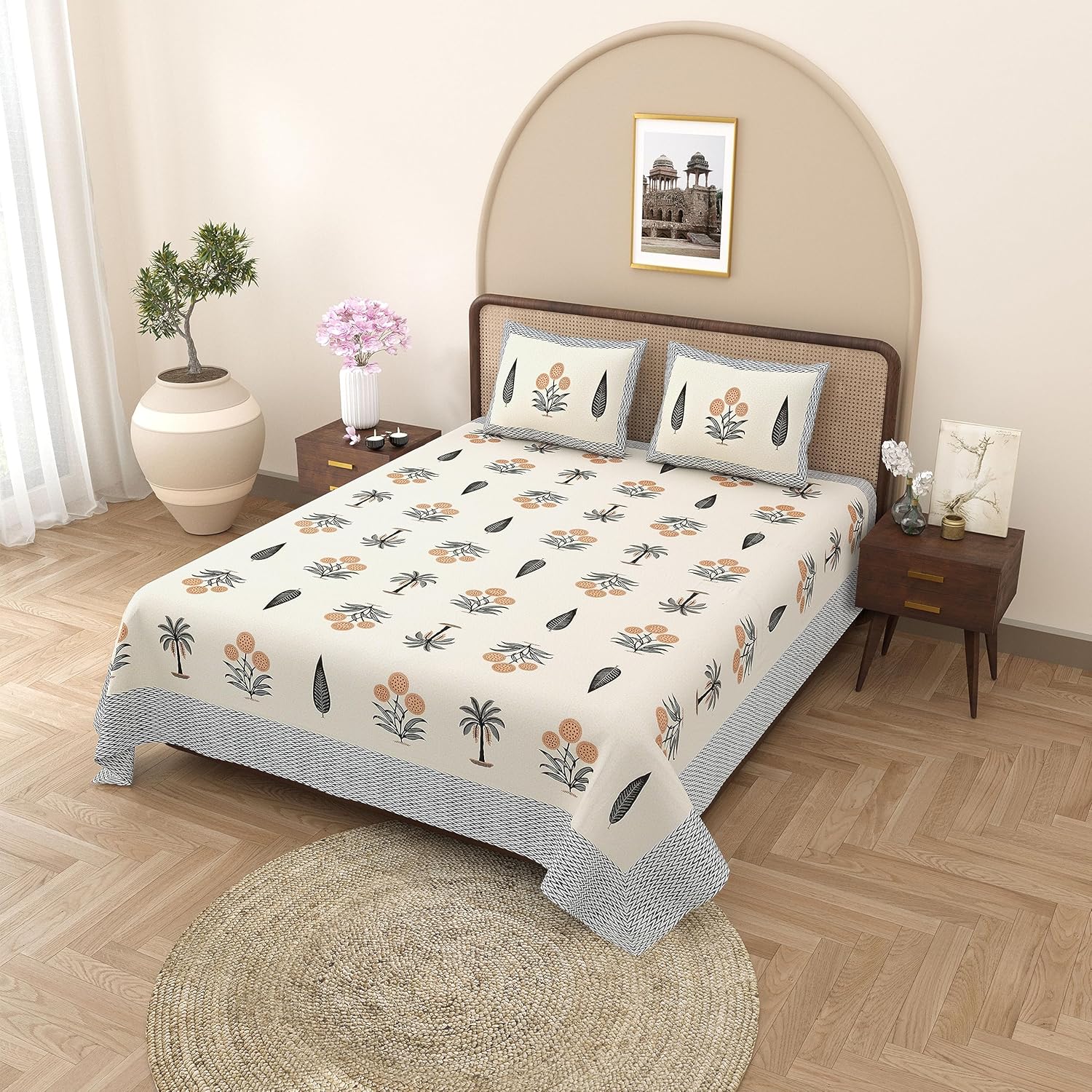 EasyGoods® 100 Pure Cotton Rajasthani Jaipuri Sanganeri Print Double