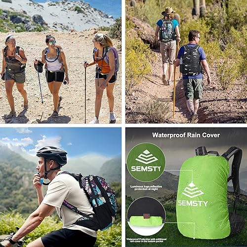 Miniatura 7 de SEMSTY Mochila de hidratación de 20 litros y 2 L, mochila de agua, paquete de hidratación aislada para senderismo, ciclismo, correr