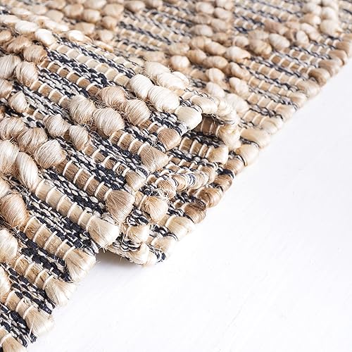 Miniatura 5 de Safavieh Natural Fiber Collection NF382A - Alfombra de área de yute geométrica de tejido plano de 6 x 9 pies color natural y negro