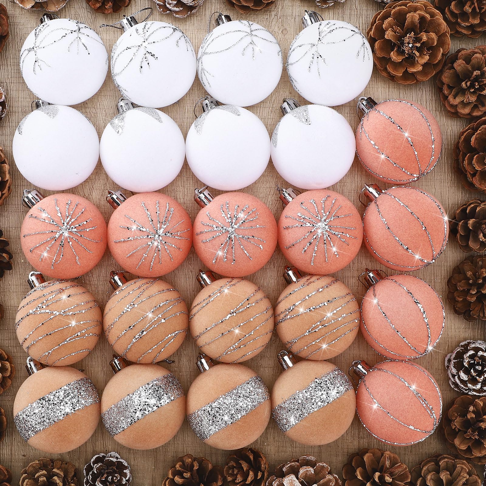 Boules de Noël incassables en velours lot de 24 décorations de sapin sans risque de casse