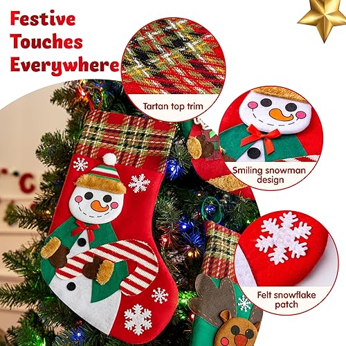 Miniatura 3 de JOYIN Juego de 3 medias de Navidad de 18 pulgadas, medias grandes con muñeco de nieve de Papá Noel y renos, medias de Navidad a granel para la