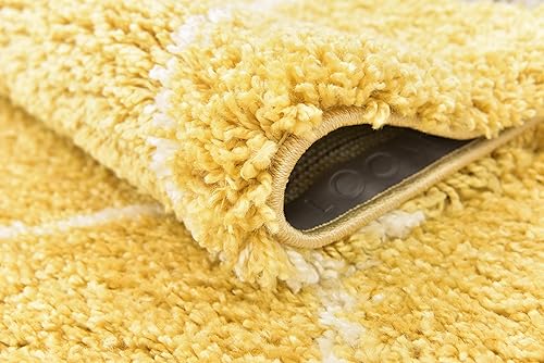 Miniatura 17 de Unique Loom Rabat Shag Collection - Alfombra moderna tribal de inspiración marroquí de felpa y diseño geométrico suave (8 pies x 8 pies, cuadrada,