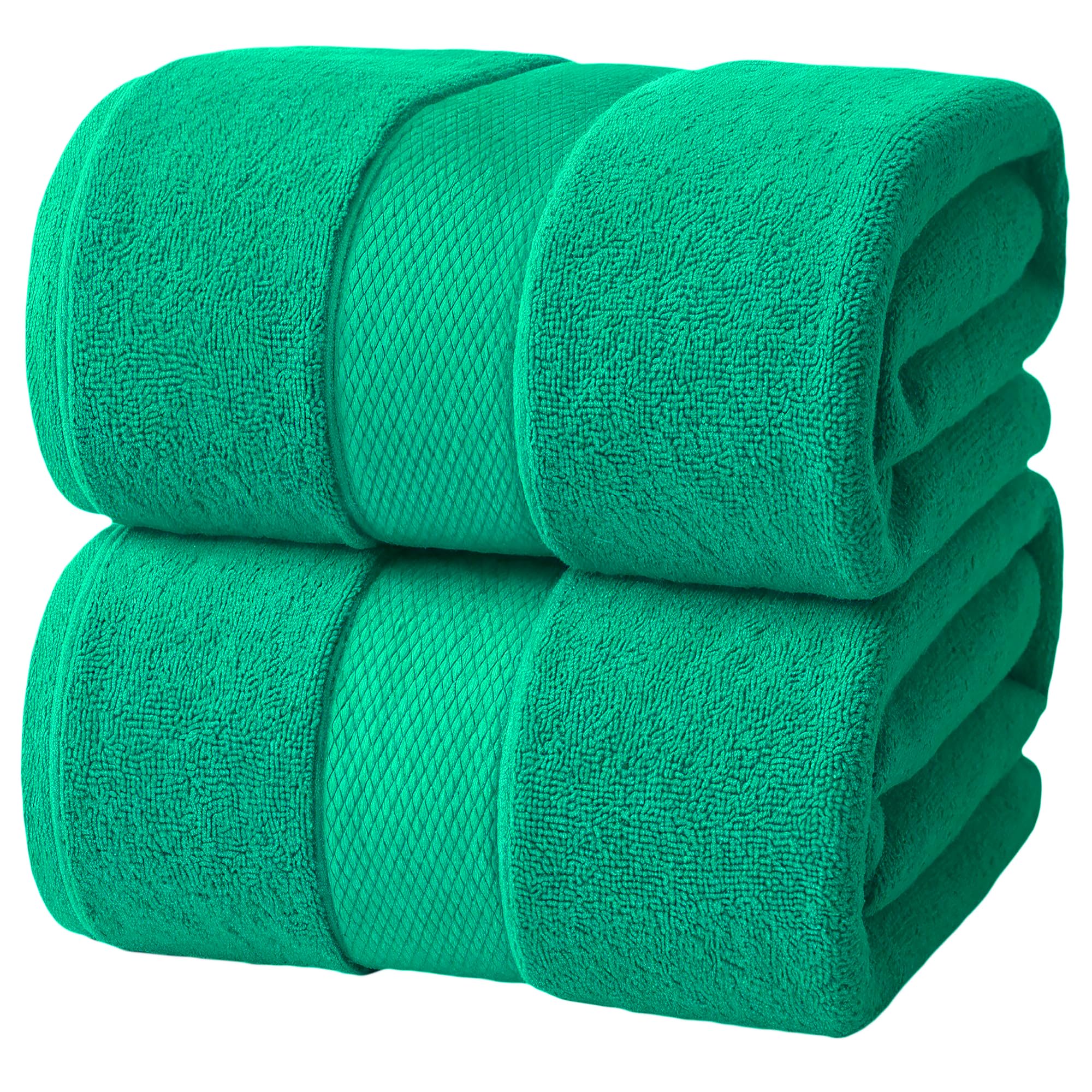 Infinitee Xclusives Premium Bath Sheets Set of 2 Extra Large Bath Towels (90x180cm), 100% Cotton Super Absorbent, Quick-Dry Bath Sheet for Hotel & Spa |Vivid Green| โ image 1