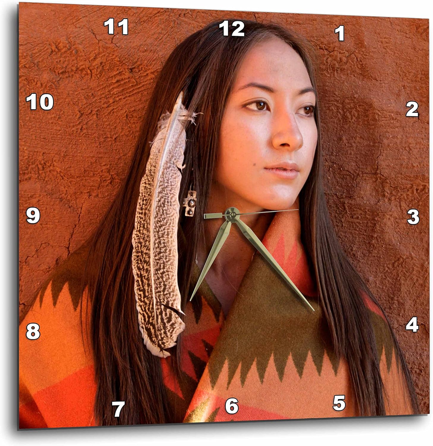 3dRose New Mexico, Cherokee Woman, Native American US32 JMR0634 Julien McRoberts Wall Clock, 15 by 15"