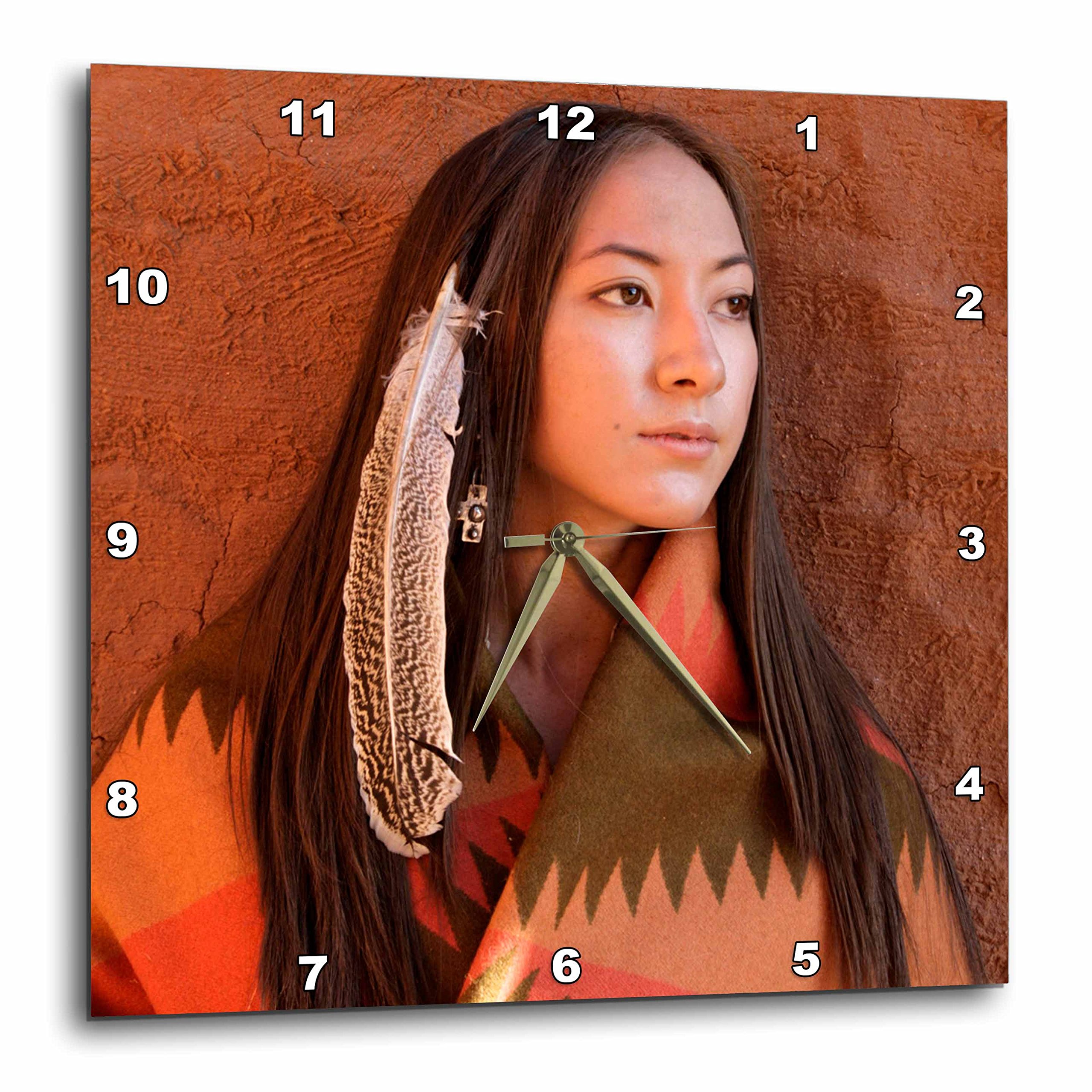 3dRose DPP_92706_1 New Mexico, Cherokee Woman, Native American-Us32 Jmr0634-Julien McRoberts-Wall Clock, 10 by 10-Inch