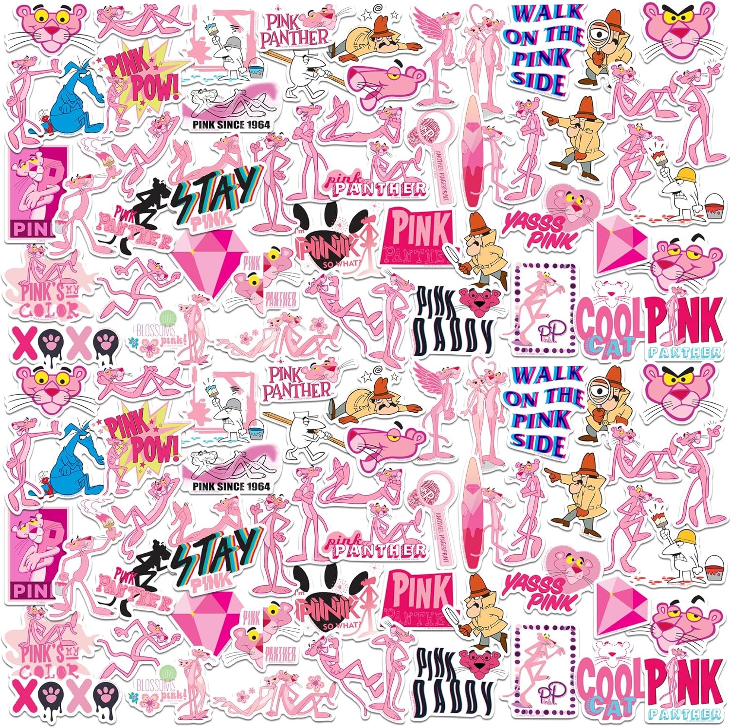 Pink Panther 150ct Vinyl Large Deluxe Sticker Variety Pack – Classic Cartoon Die-Cut Decals for Laptop, Water Bottle, Scrapbooking, Tablet, Indoor & Outdoor Use