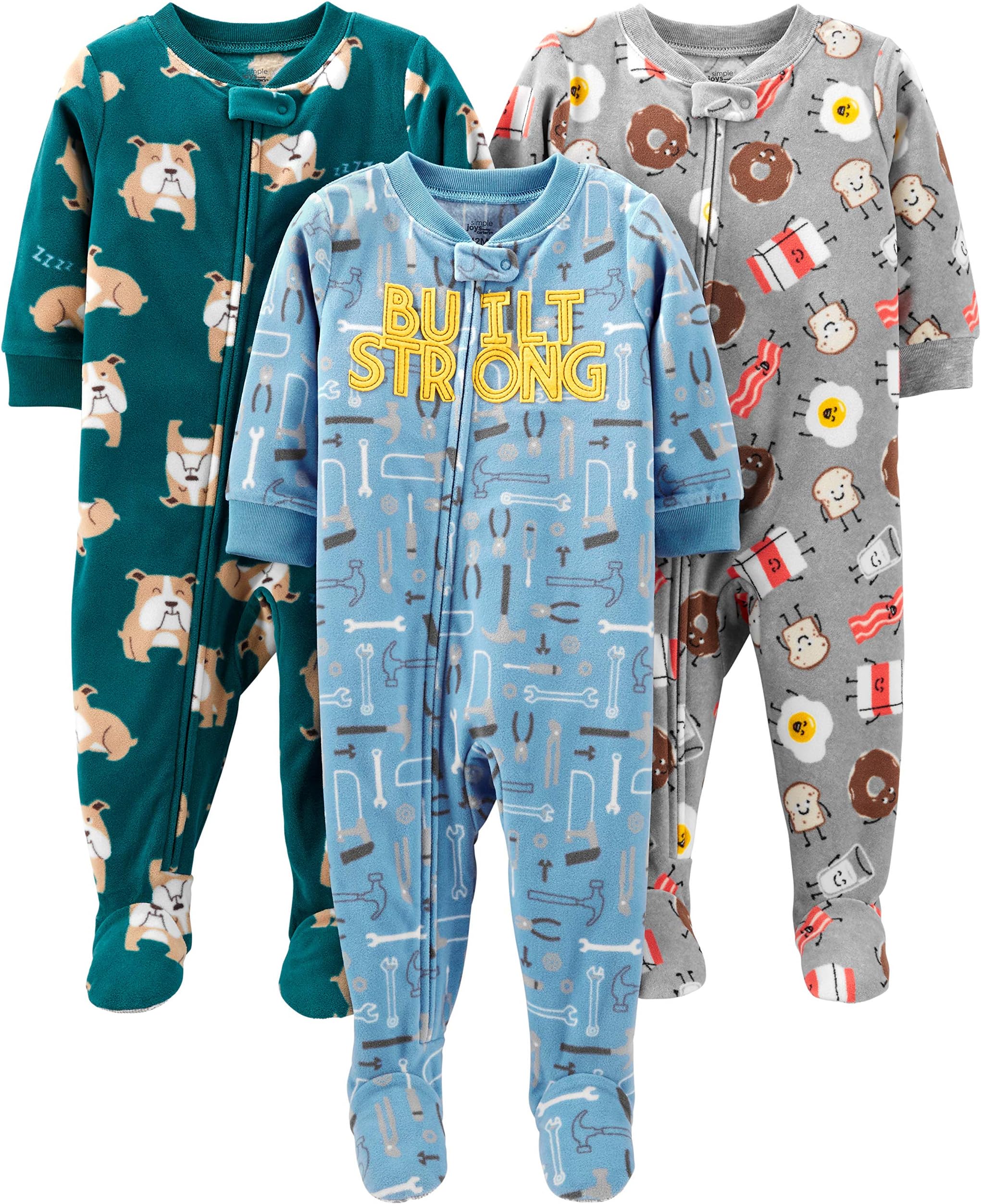 Simple Joys by Carter'sToddlers and Baby Boys' Loose-Fit Flame Resistant Fleece Footed Pajamas, Pack of 3OEKO-TEX STANDARD 100