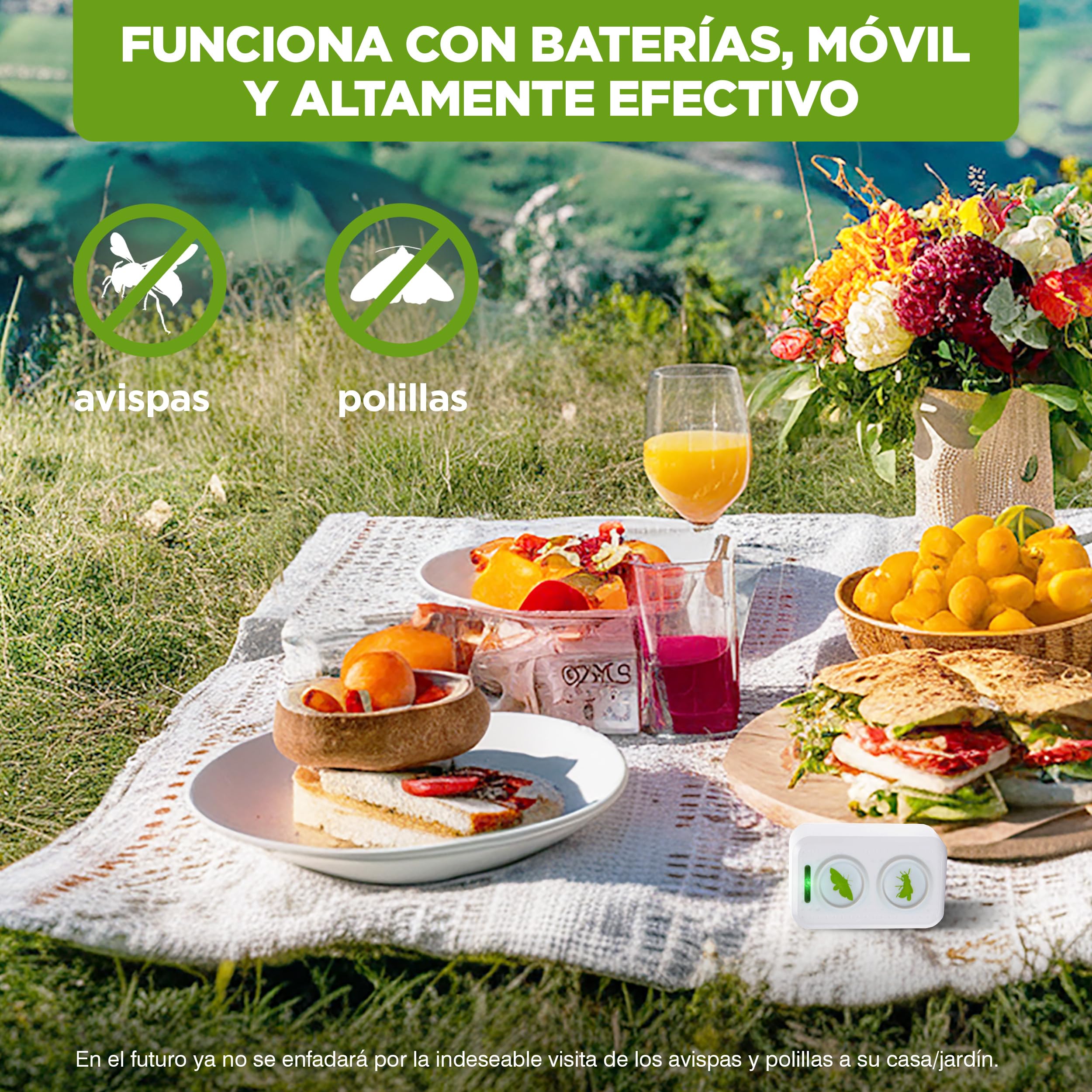 ISOTRONIC Repelente para Avispas y polillas: protección Natural contra Avispas con ultrasonido y frecuencia alterna; Repelente de polillas con un Alcance Efectivo de 50 m² (1 Unidad).
