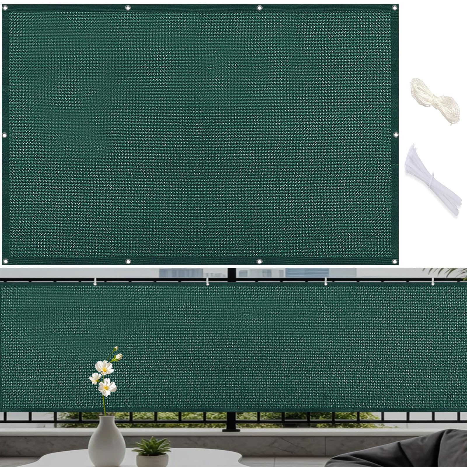 Brise vue pour balcon anti-UV et résistant au vent pour jardin 60x300cm