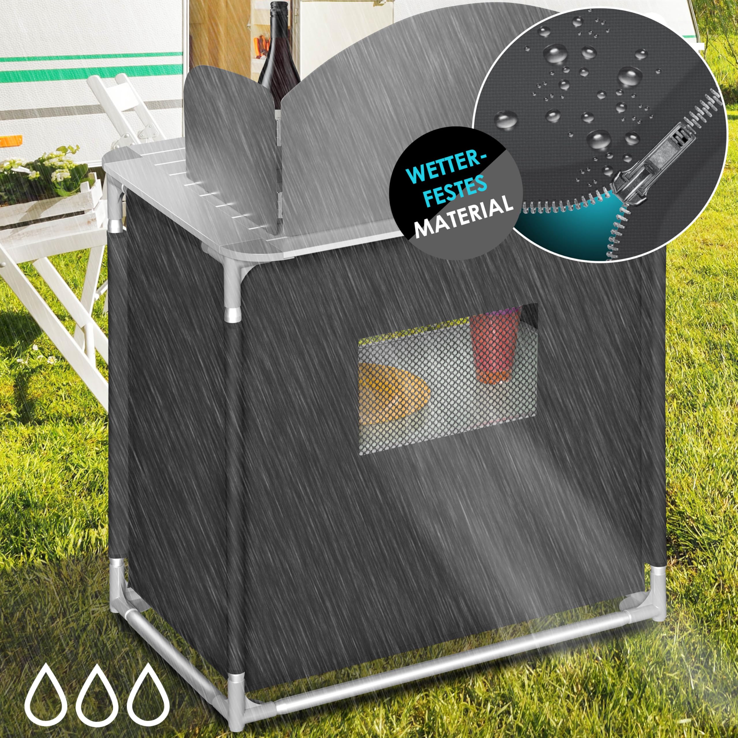 KESSER® Armoire de Camping, Cuisine de Camping avec Structure en Aluminium, Sac de Transport fourni, Armoire de Cuisine pour Camping, Meuble de Camping, Plein air