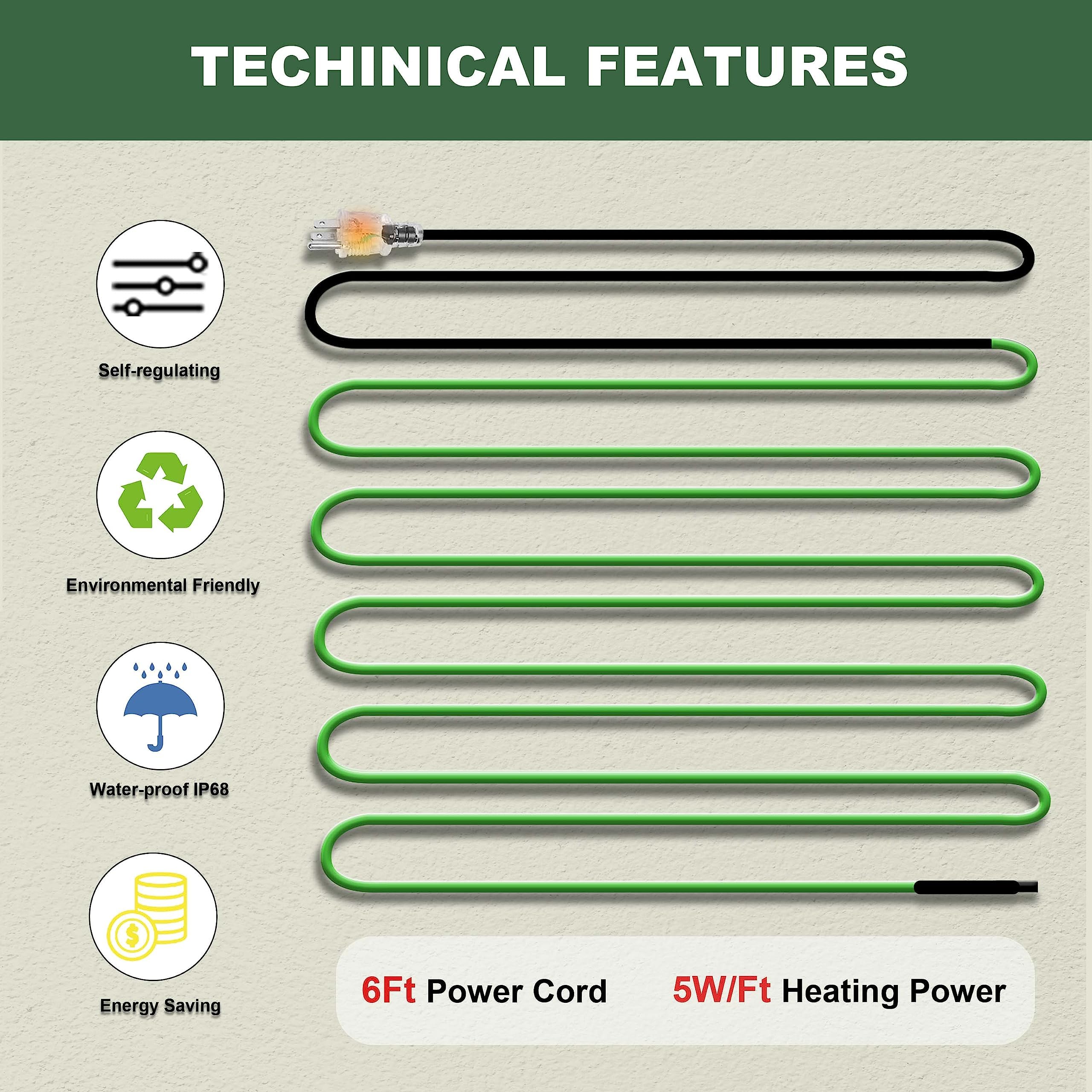 Snapklik.co : 60FT 120V Heat Tape,Pipe Heat Cable For Pipe Freeze Protection,Self-Regulating - View #3