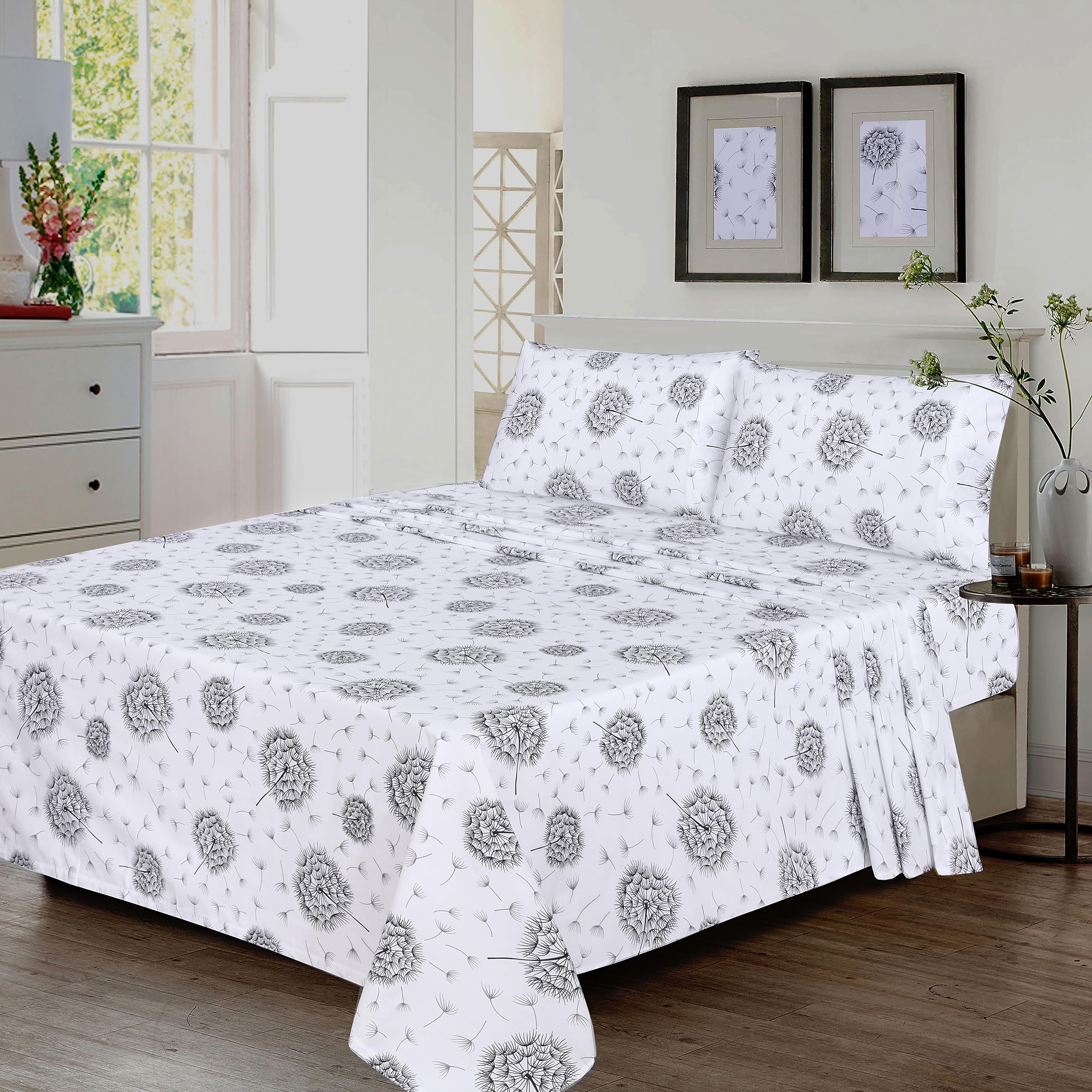Ruvanti 100% Cotton Full Size Sheets - Crispy Cooling Percale 4-Piece Set - Breathable & Durable With 16 Inches Deep Pocket - Dandelion - Image 2