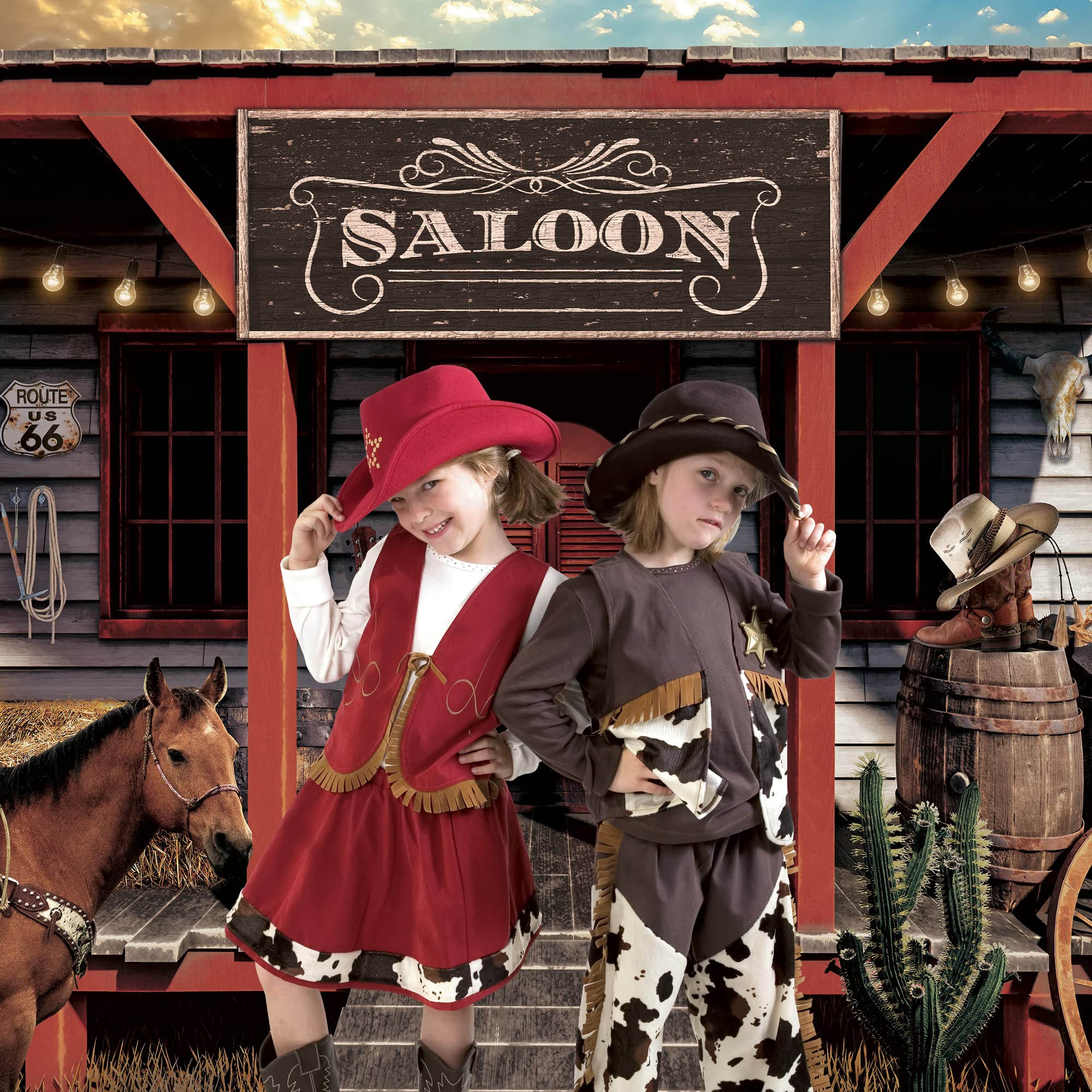Westerse Constructies Het Oude Wilde Winkelcentrum Van WestCity Saloon Cowboy Bar Vectorgebouw Tekenfilmstijl Land Amerikaans Image158045677