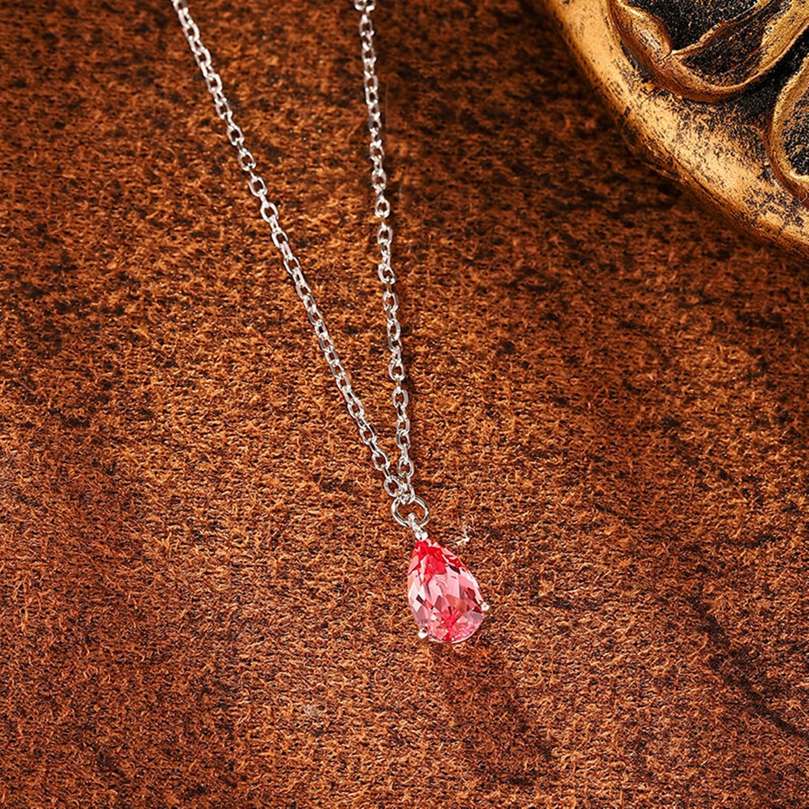 Charms zawieszka przyjaźń krople z 1,2 ct wyprodukowana w laboratorium Padparadscha, łańcuszek złoty 14 K dla dziewczyny, 14 K białe złoto, modna biżuteria na Wielkanoc