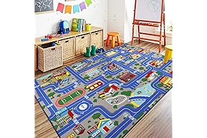 Capslpad Blue City Car Road Rug