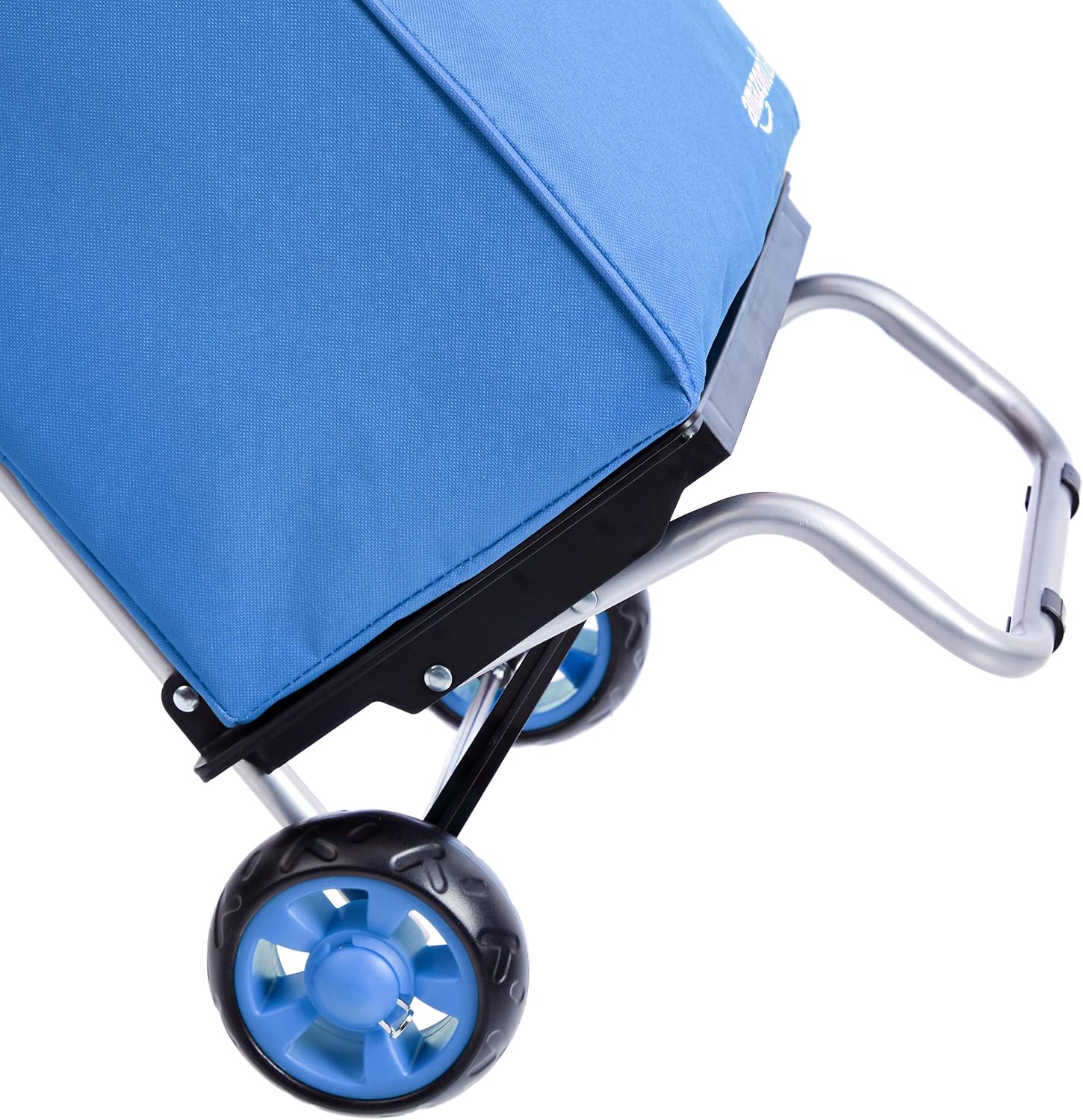Amazon Basics Folding Shopping Cart Converts into Dolly, 36 inch Handle Height, Blue
