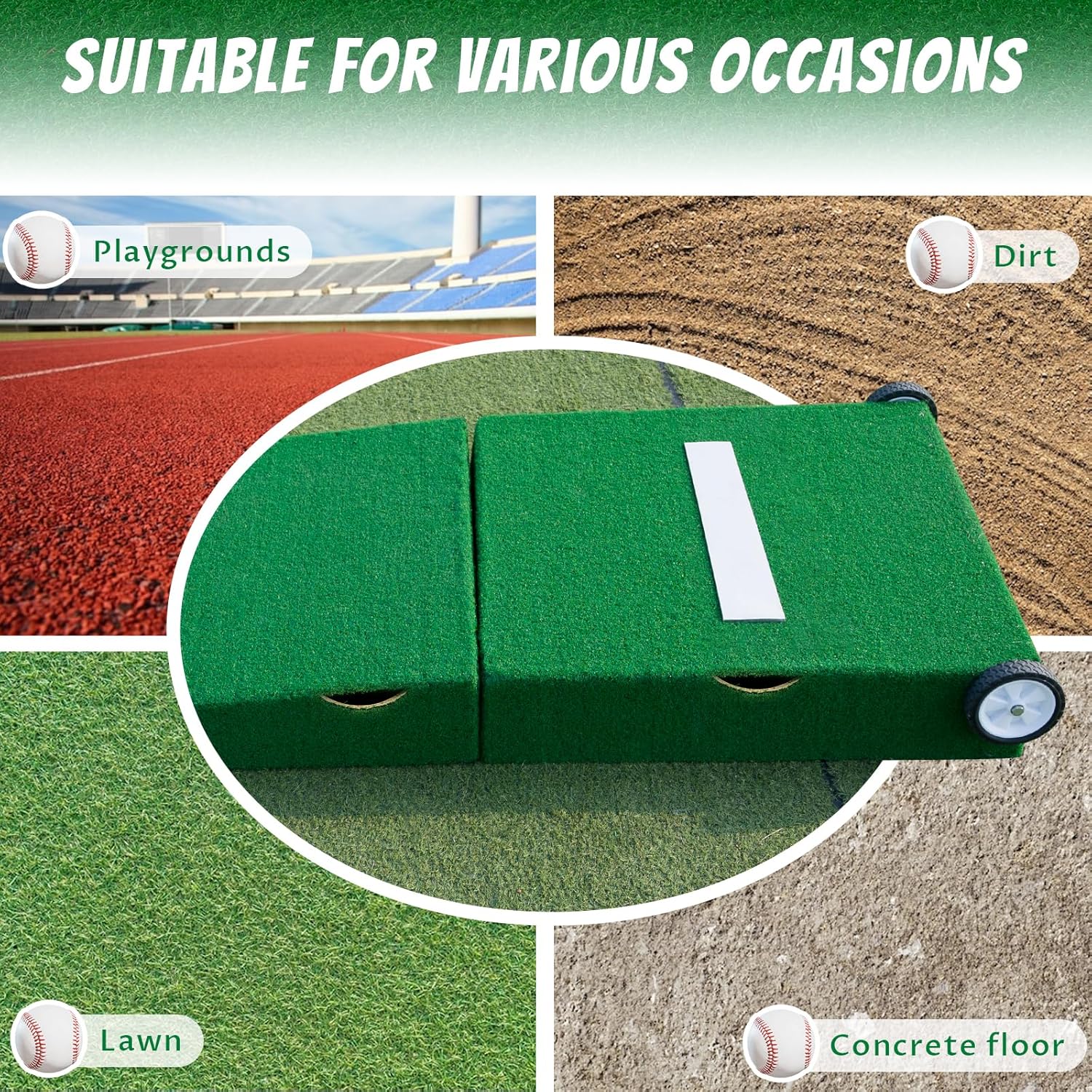 Efficraft Portable Foldable Baseball Pitching Mound Set - Pitching Mound with Pitching Rubber for Indoor/Outdoor Use (Includes Baseball)