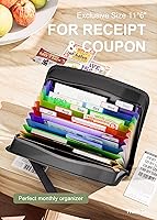 Vista 3 de ThinkTex Carpetas de archivos colgantes expansibles de plástico y organizador de cupones de recibos de 12 bolsillos