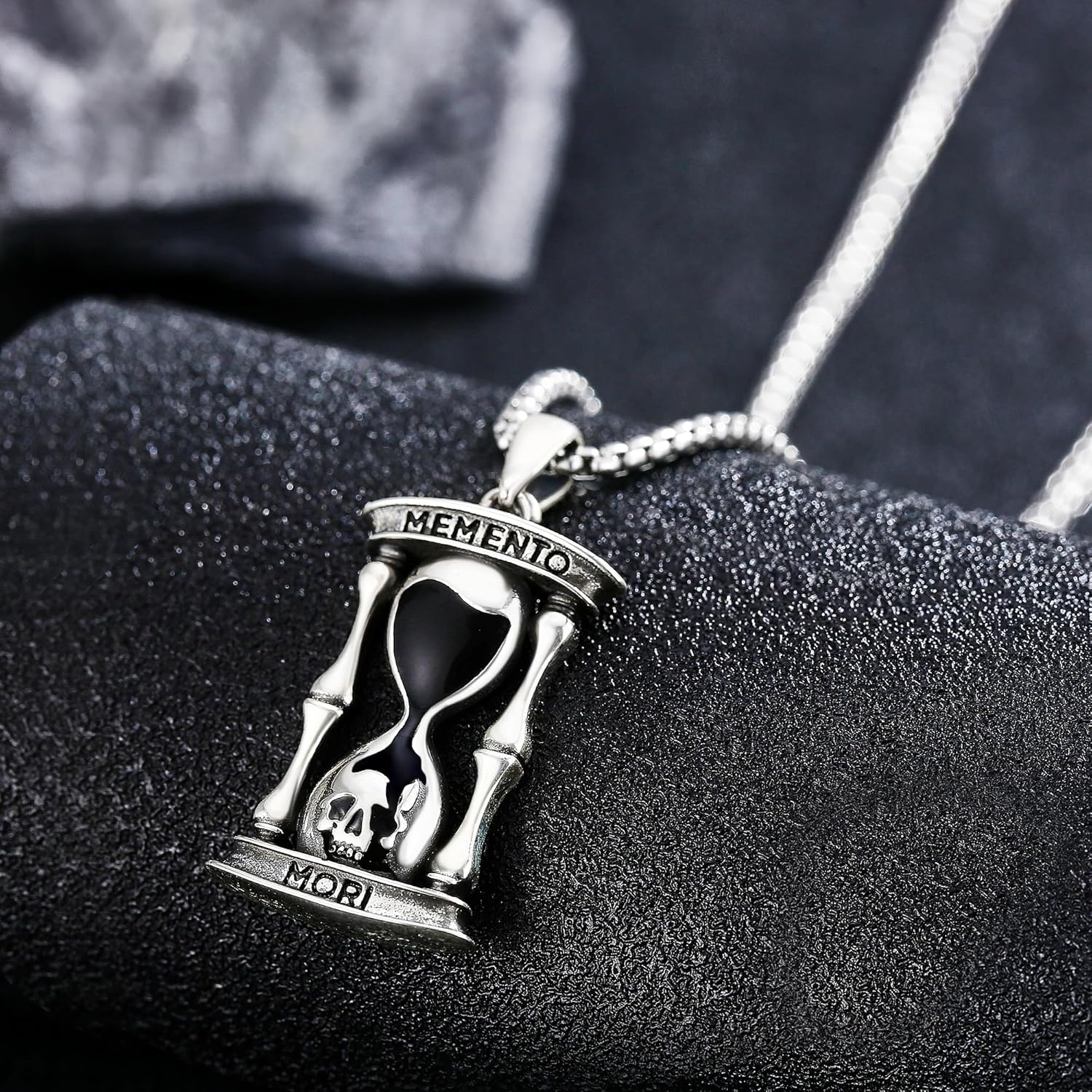 URONE Memento Mori Necklace for Men 925 Sterling Silver Memento Mori Pendant Necklace Skull Stoic Necklace Jewelry Gifts for Women - Image 5