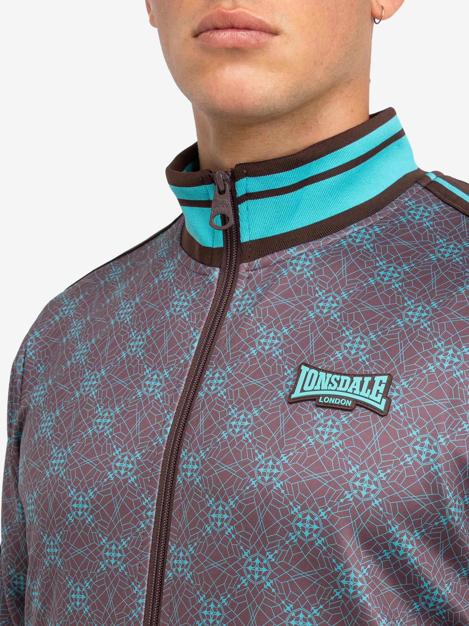 Lonsdale BEFORE 8 Męski dres treningowy, wąski krój, brązowy/turkusowy, L, brązowy/turkusowy, L