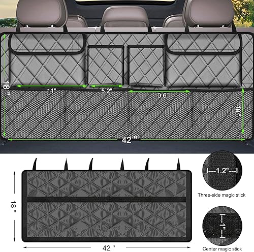 Miniatura 3 de Femuar Organizador de maletero de automóvil, organizador de maletero de asiento trasero de gran capacidad (42 x 18 pulgadas), bolsa de