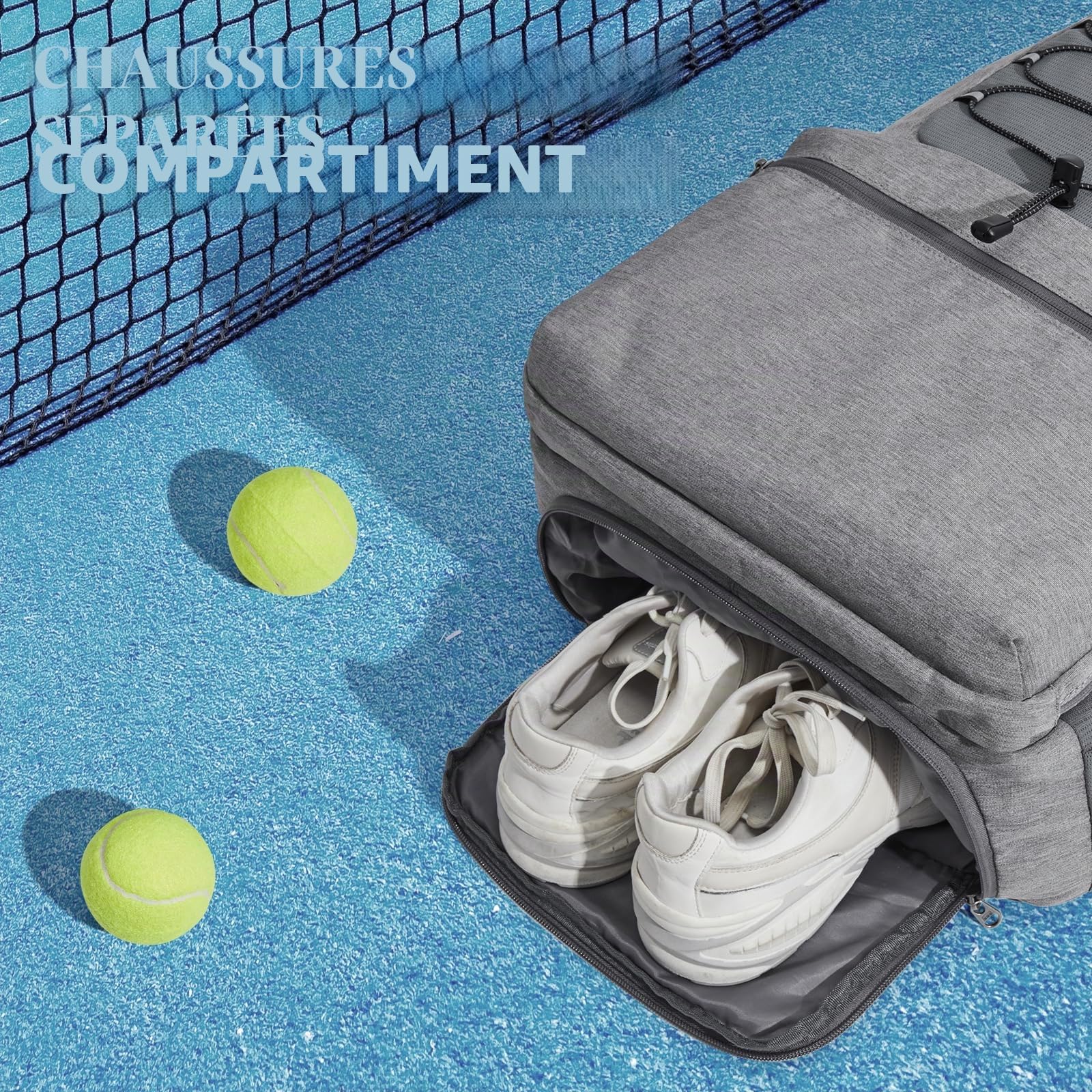 G4Free Sac de Tennis, Sac à Dos de Tennis pour Homme et Femme, Grand Sac de Pickleball, Peut contenir 4 Raquettes avec Compartiment à Chaussures