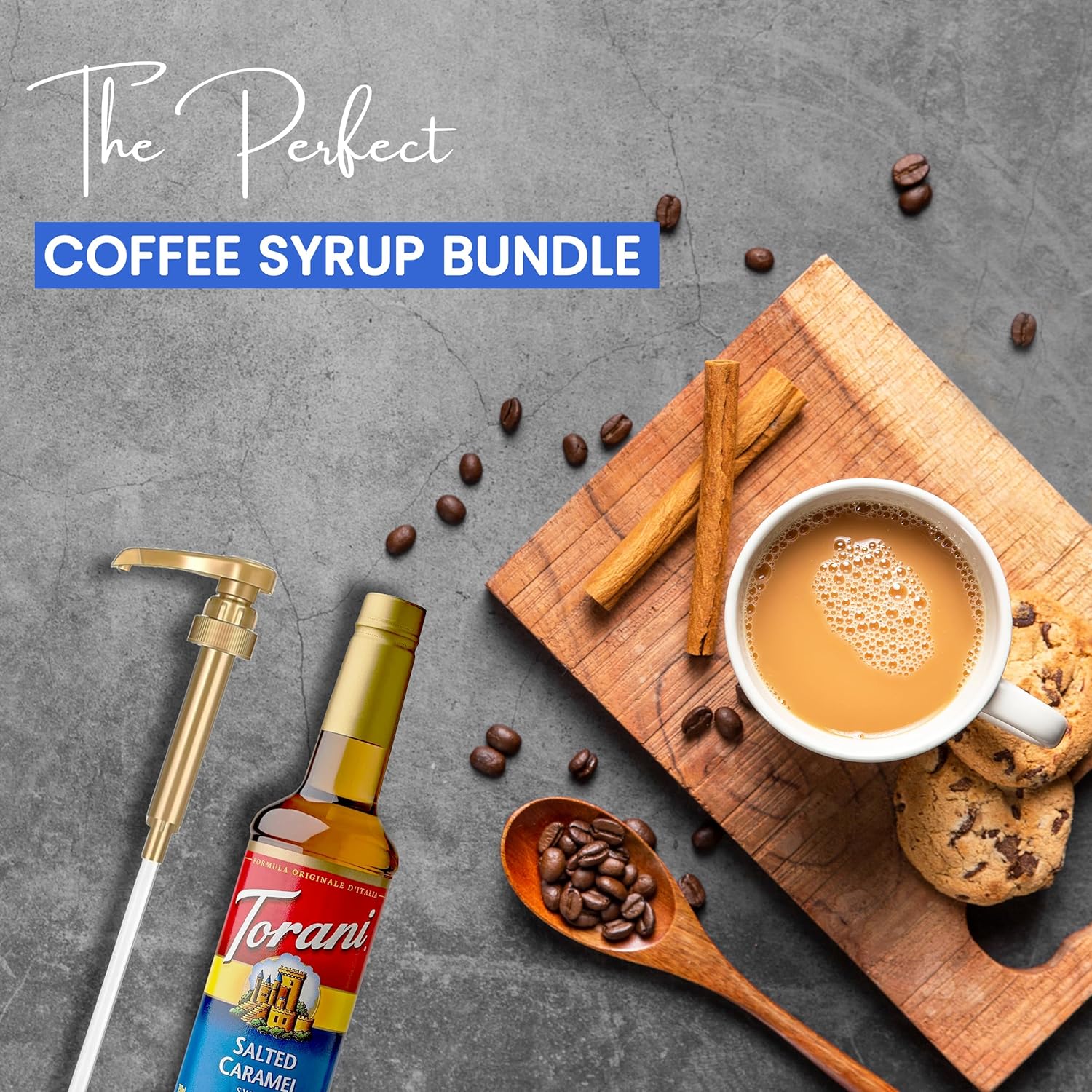 Syrup Pump Dispenser with Torani Salted Caramel Syrup for Coffee, 25.4 oz Bundle – Syrup Pump Compatible With Torani Flavor Coffee Syrup