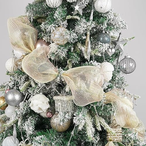 Miniatura 6 de MEEDEE Cinta de malla decorativa metálica de oro, plata y oro rosa Ombré de 10 pulgadas para manualidades navideñas, cinta de malla decorativa para