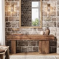 Vista 4 de Banco de madera maciza gruesa, banco de entrada rústico de 47 pulgadas con patas artísticas, banco de comedor resistente para cocina, sala de estar