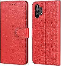 Tenphone Coque pour Samsung Galaxy A32 4G (Pas pour 5G), Pochette Protection Etui Housse Premium en Cuir PU,Fermeture Magnétique,Flip Case Compatible avec Samsung A32 4G (Book Rouge)