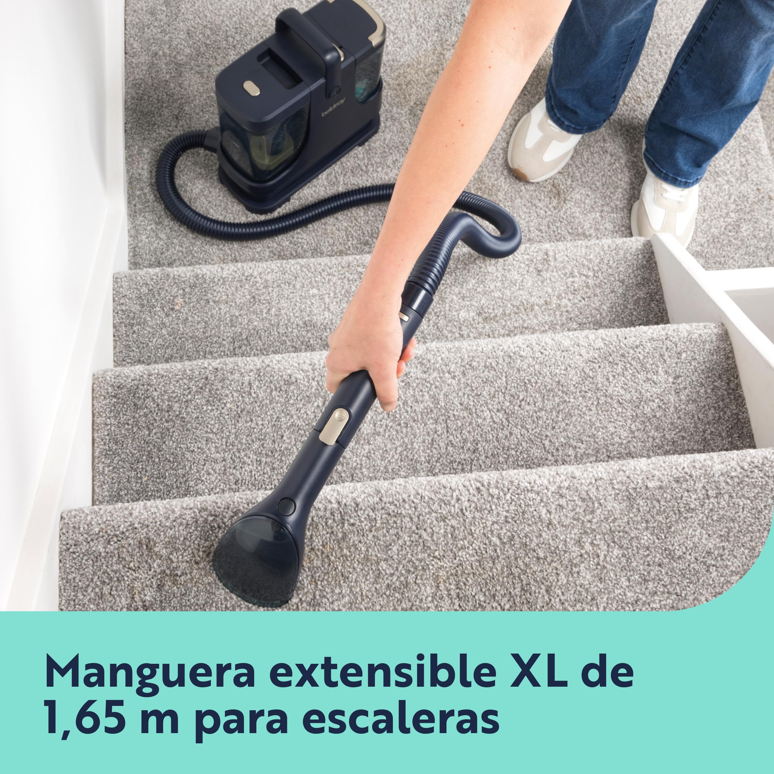 Beldray Spot Lift Pro quitamanchas para alfombras y tapicería | Pulveriza, frota y aspira, manguera extensible de 1,65 m, sistema de doble depósito, manguera desmontable