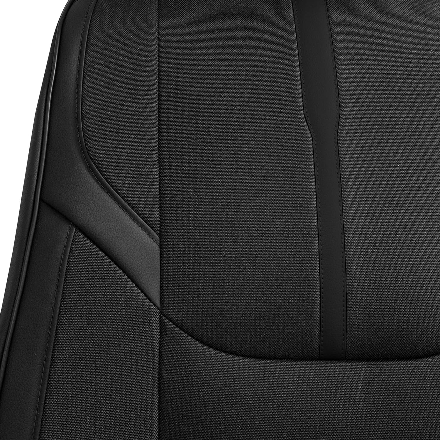 FH Group Universal Fit Sleek Luxury Front Car Seat Cushions with Leatherette Trim for Most Cars, Trucks, SUVs or Vans (Black)