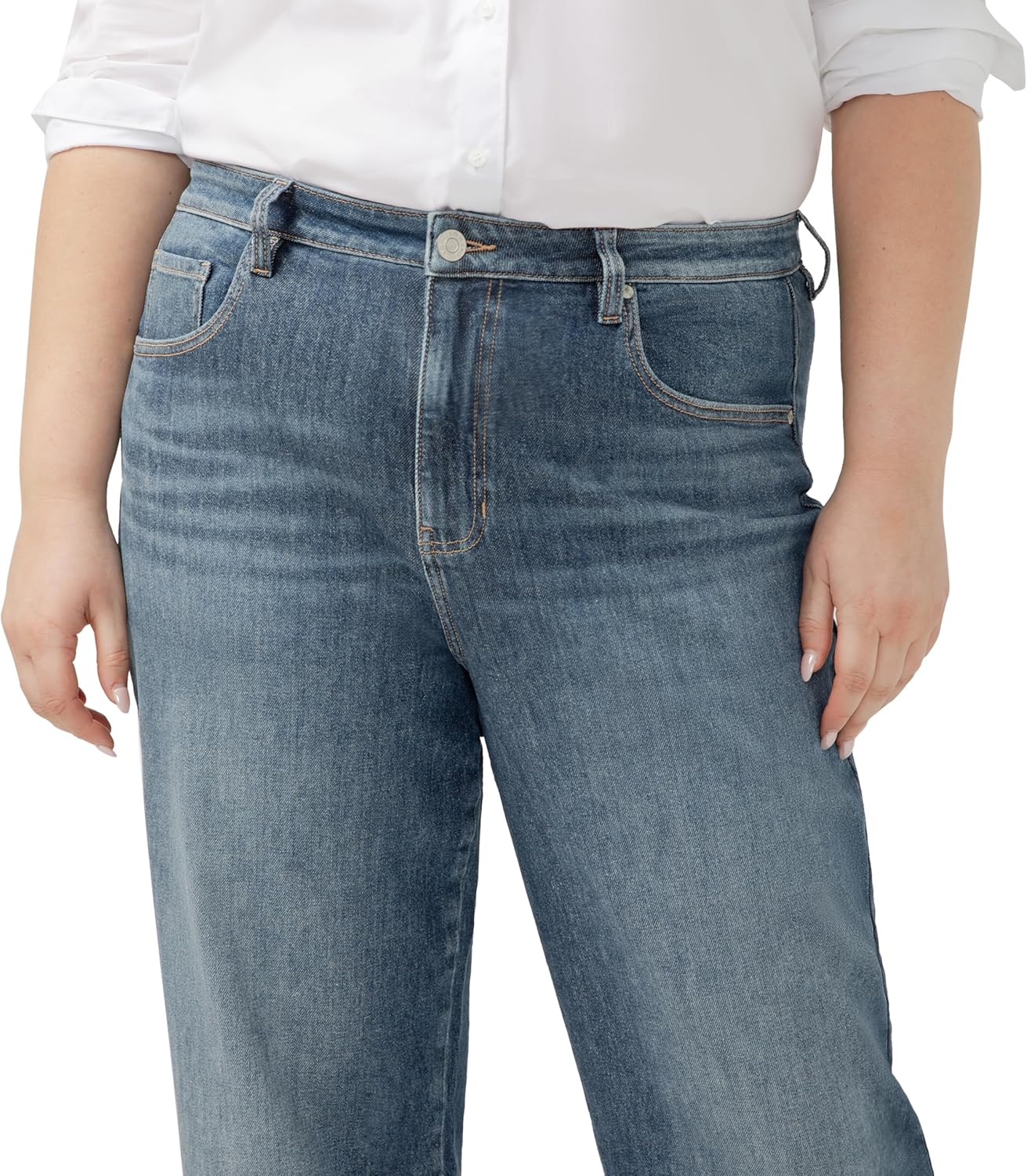 Jag Jeans Womens Plus Size Sophia High Rise Wide Leg Jeans - Legacy - Image 4
