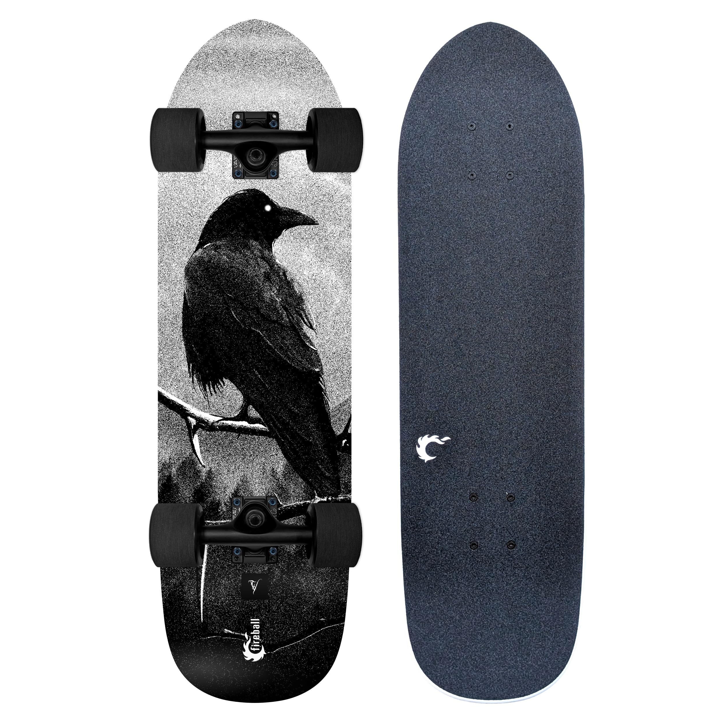 Fireball Mini Cruiser Longboard Skateboard Complete - Fully Assembled Ready to Ride 29 5 x 8 5 Professional