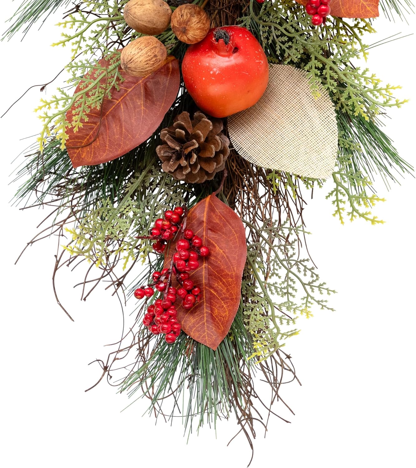 Mixed Berry and Pomegranate Artificial Fall Harvest Teardrop Swag - 30"
