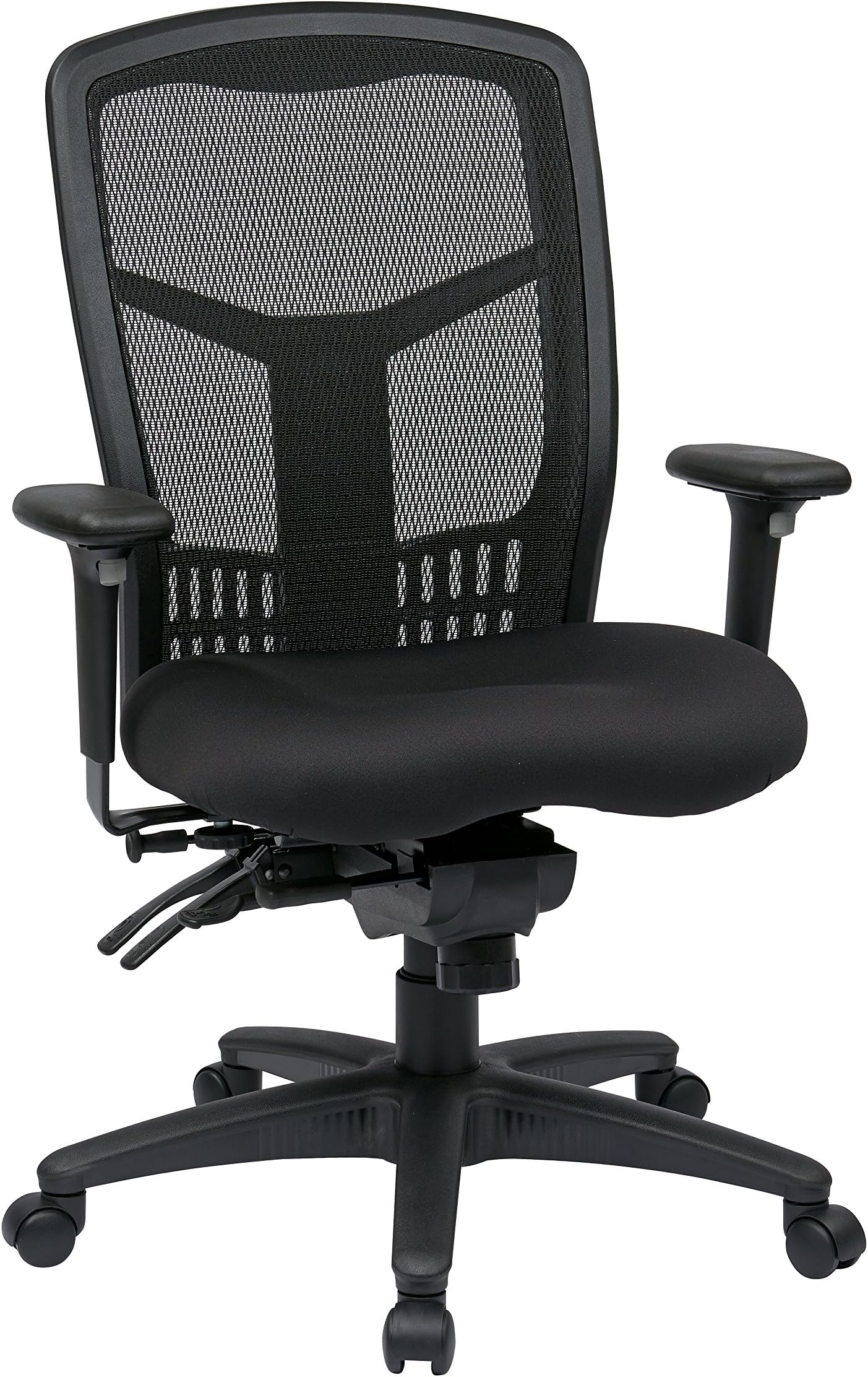 ProGrid High Back Managers Chair with Adjustable Arms, Multi-Function and Seat Slider (Black)