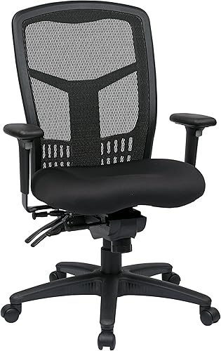 Asiento de respaldo alto Office Star ProGrid con brazos ajustables y deslizador de asiento multifunción Plástico Negro