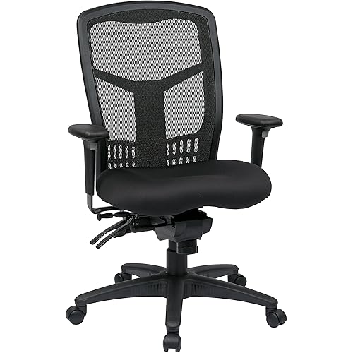 Office Star ProGrid Breathable Mesh Manager's Office Chair with Adjustable Seat Height, Multi-Function Tilt Control and Seat Slider, High Back, Coal FreeFlex Fabric