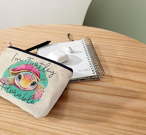 Miniatura 4 de Adorable bolsa de cosméticos decorativa con diseño de tortuga marina y animales marinos, bolsa de maquillaje decorativa para mujer, bolsa con