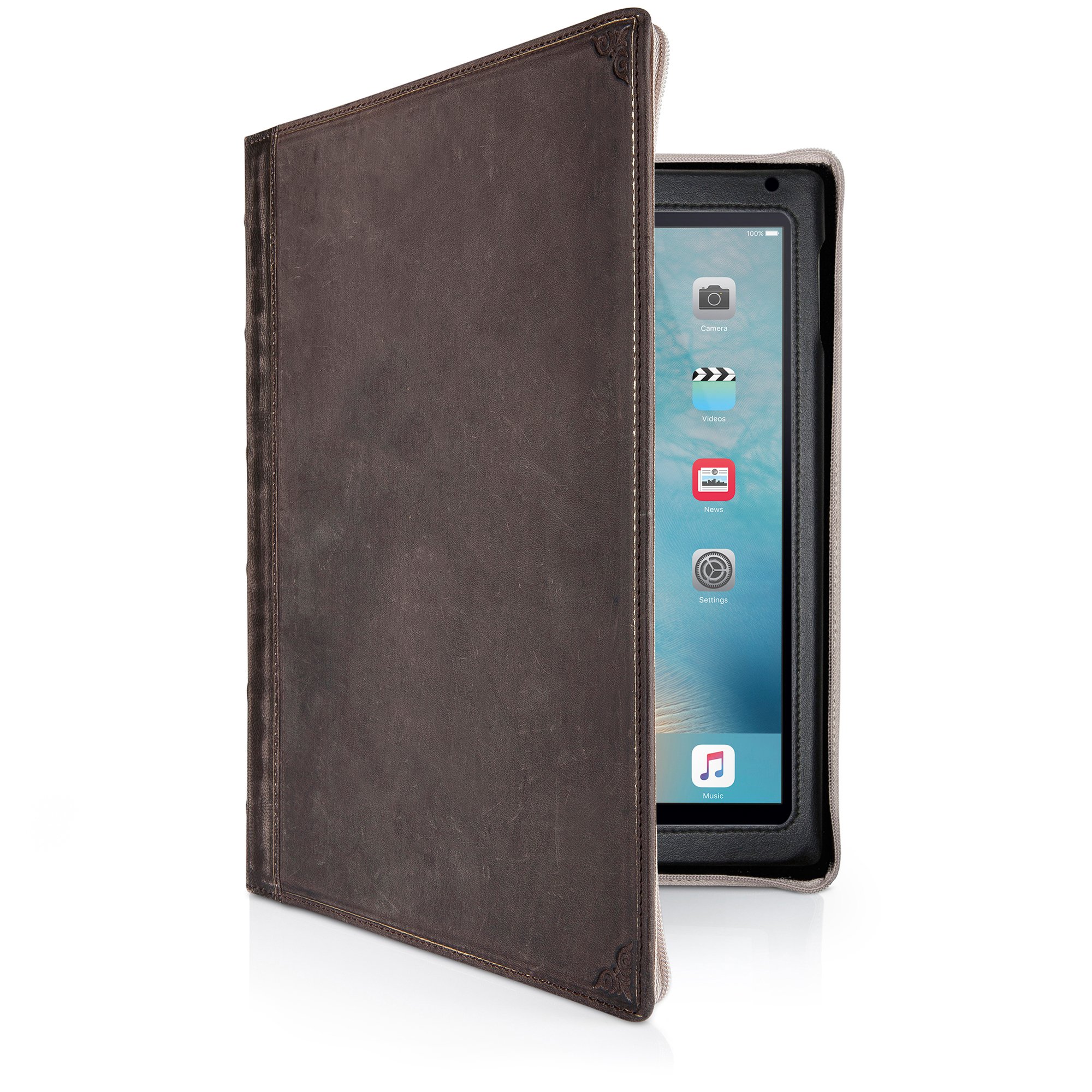Twelve SouthBookBook for iPad | leather book case and display stand for 2018/2017 iPad, iPad Air (1st and 2nd gen.), Brown