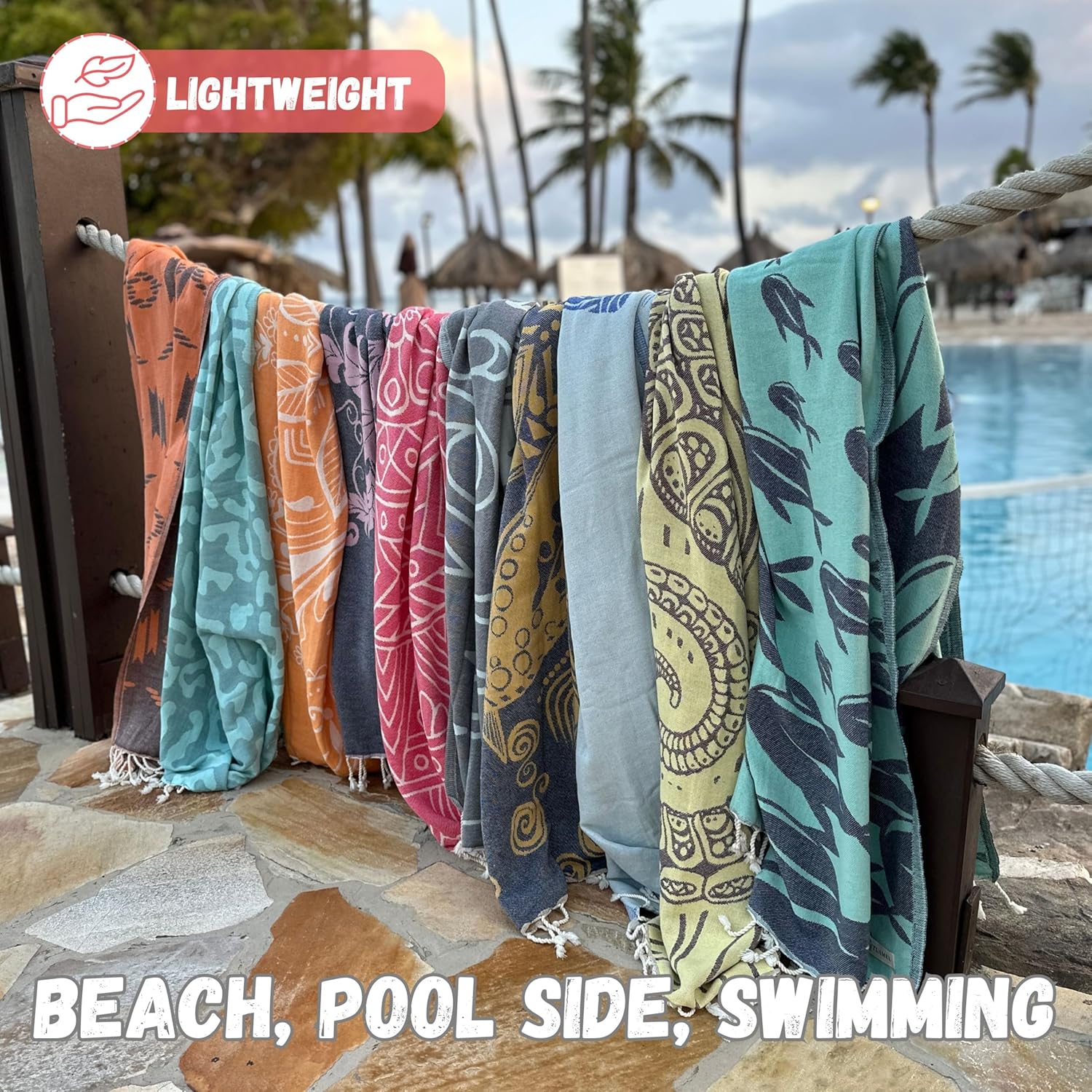 Extra Large Beach Towels Oversized (69 x 37 inch) - Turkish Light Weight Beach Towel Cute - Anti Sand, Cloud, Quick Dry Swim & Pool Towels for Adults - Beach Vacation Essentials & Gifts - 100% Cotton - Image 4