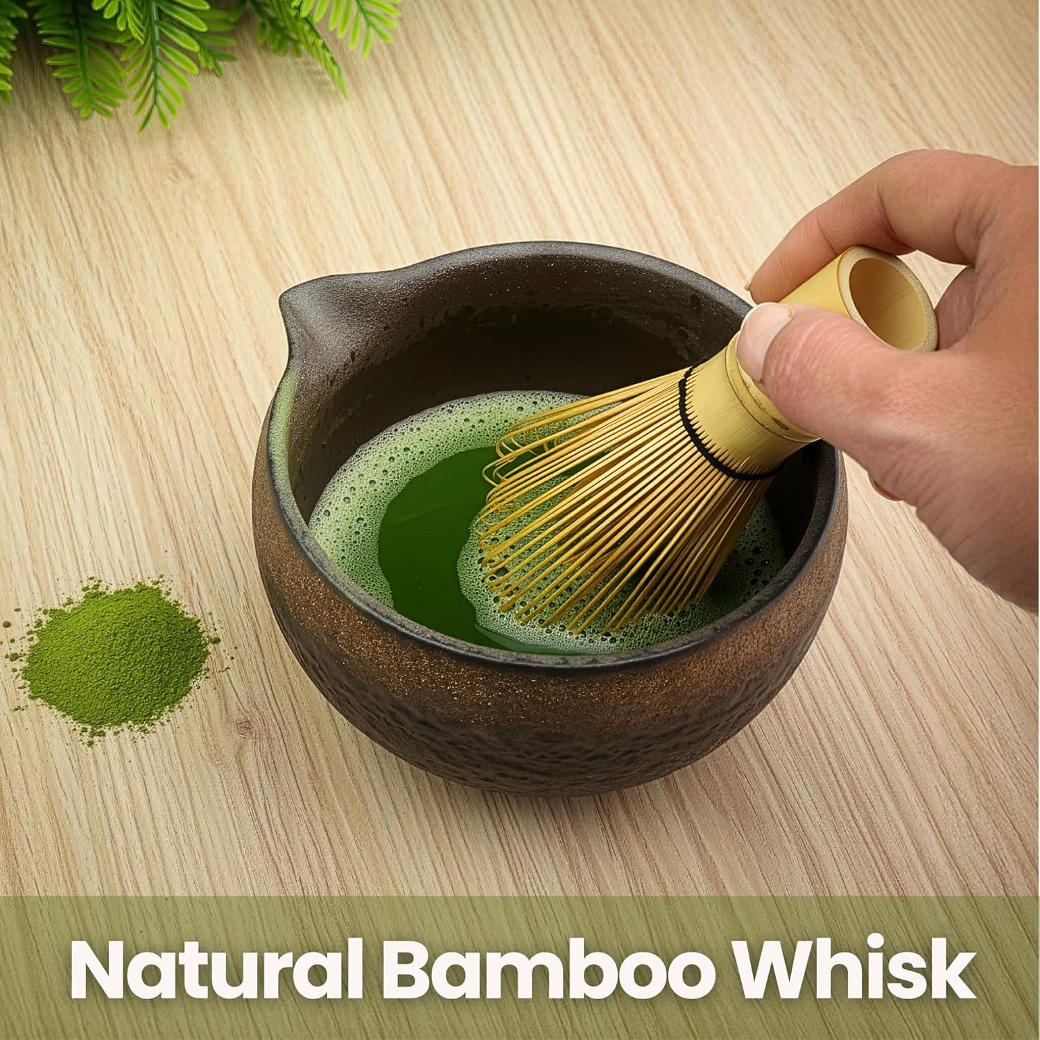 Matcha Set - Japanese Matcha Bowl with Spout and Whisk, 15 OZ, Matcha Sifter, Matcha Whisk Holder (Chasen holder), 5pc Matcha Whisk Set for Matcha Tea Ceremony (Iron Glazed)