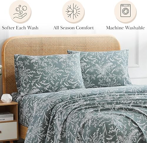 Miniatura 3 de Winter Brush Collection - Juego de sábanas de 4 piezas, bolsillo profundo de 14 pulgadas, fácil cuidado, sin encogimiento con 1 sábana encimera, 1