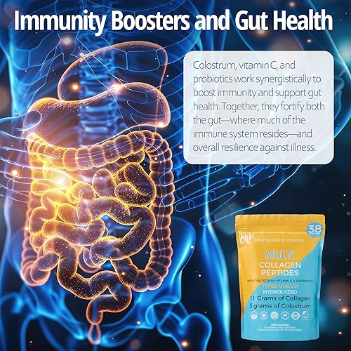 Miniatura 9 de Suplemento de colágeno HLP para una mejor absorción y apoyo inmunológico, polvo de péptidos de colágeno múltiple con calostro, mejora la fuerza, el