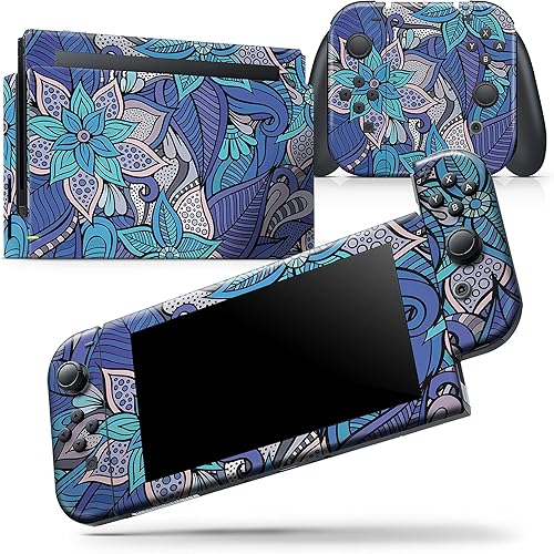 Design Skinz - Compatible solo con Nintendo Switch Dock Adhesivo protector de piel resistente a los arañazos extraíble Floral Blues