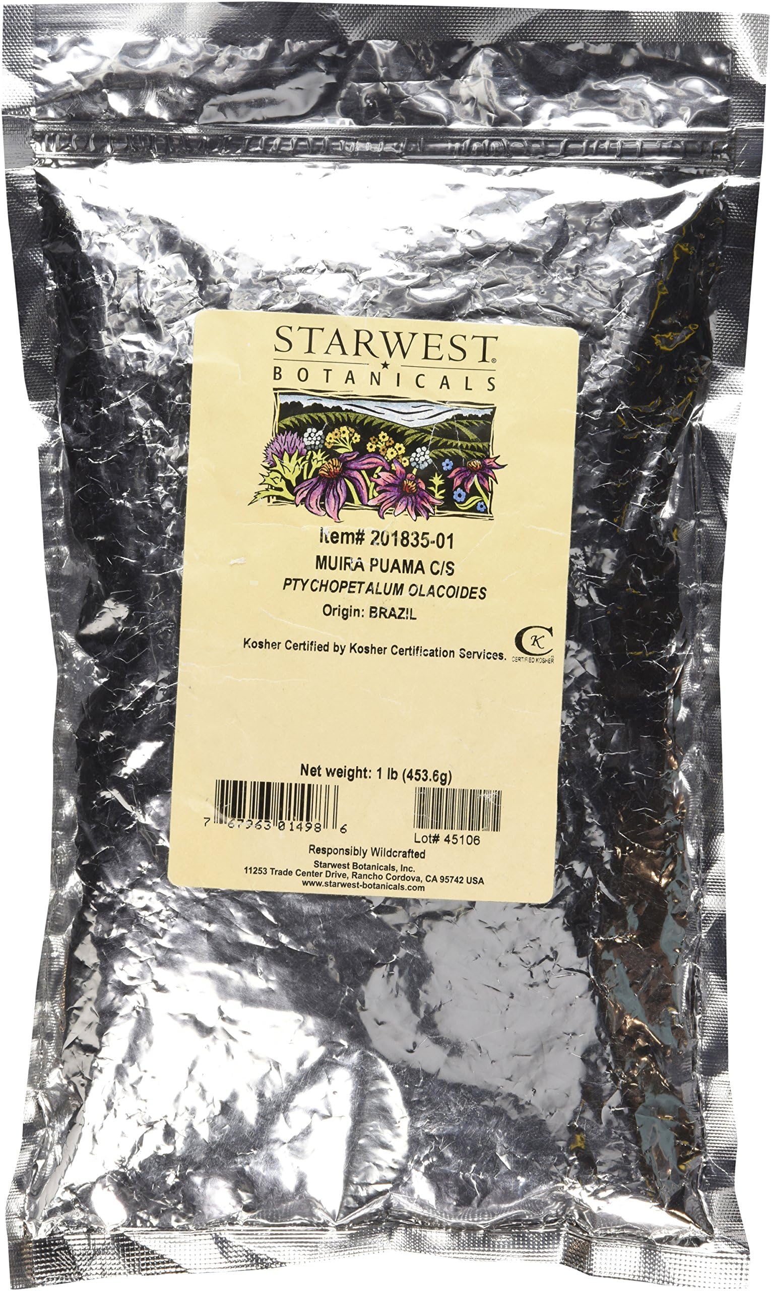 Starwest Botanicals Muira Puama Powder Wildcrafted, 1 Pound