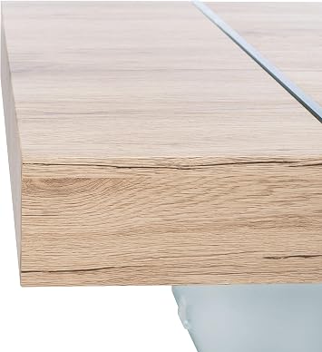 SAFAVIEH Home Collection Jacob Natural Rectangular Floating Coffee Table with Glass Legs, Modern Architectural Design (COF7001C)